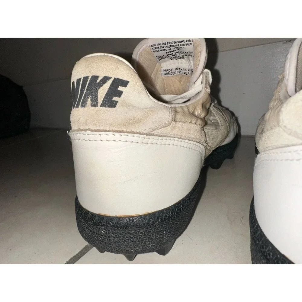 VTG Nike Land Shark Shoes‎ Cleats Mens 9 Baseball White 860305 PA Nylon Cream